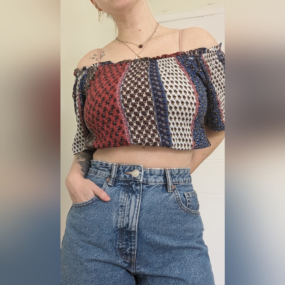 Boho hippie off the shoulders crop top